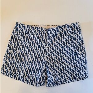J. Crew Stretch Sea Horse Blue and White Patterned Shorts Size 4